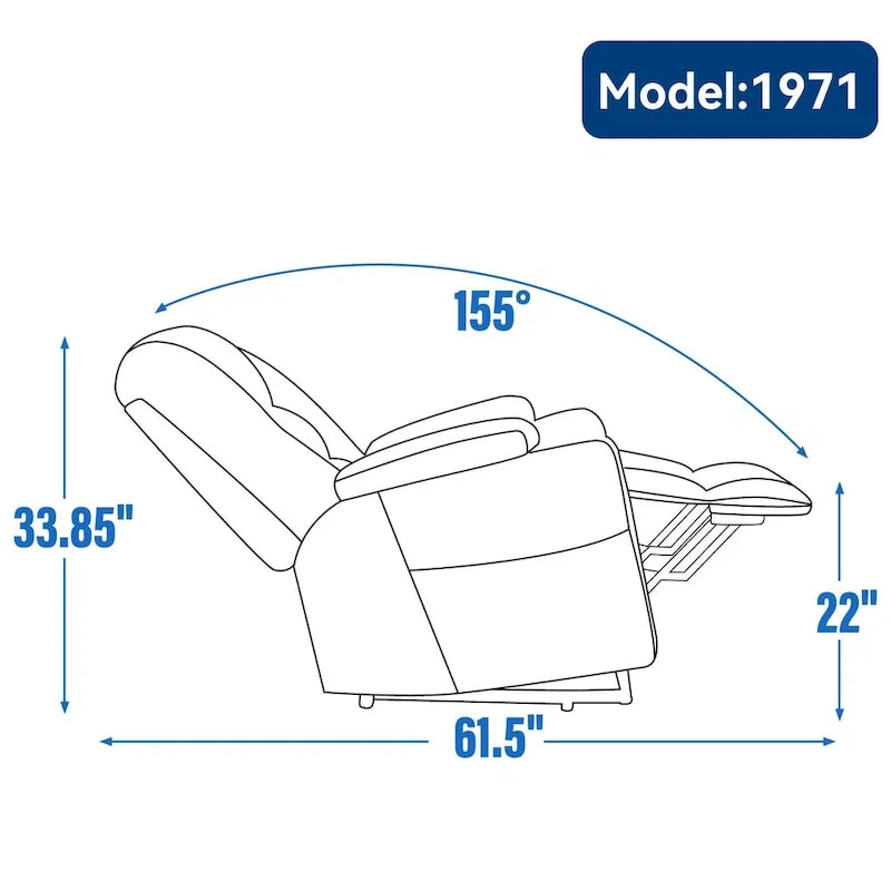 Fauteuil inclinable Power Lift avec massage et chaleur, fauteuils inclinables larges et rembourrés Lazy Boy avec ports USB, Type C et 2 porte-gobelets en acier