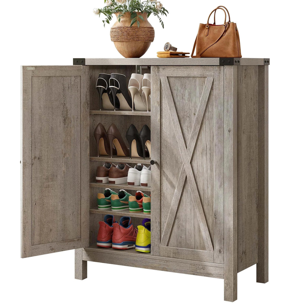Meuble de rangement pour chaussures Moasis à 5 niveaux et 20 paires avec portes doubles pour entrée