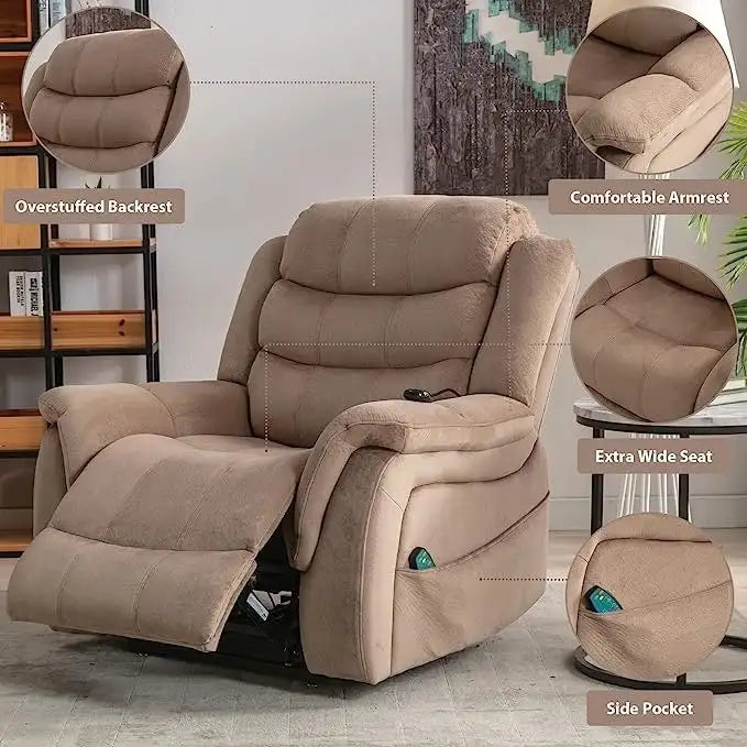 Fauteuil inclinable à plat releveur électrique pour personnes âgées avec massage et chauffage