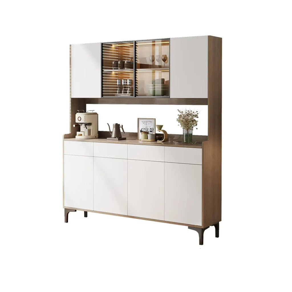 Buffet vaisselier en bois et verre avec partie haute