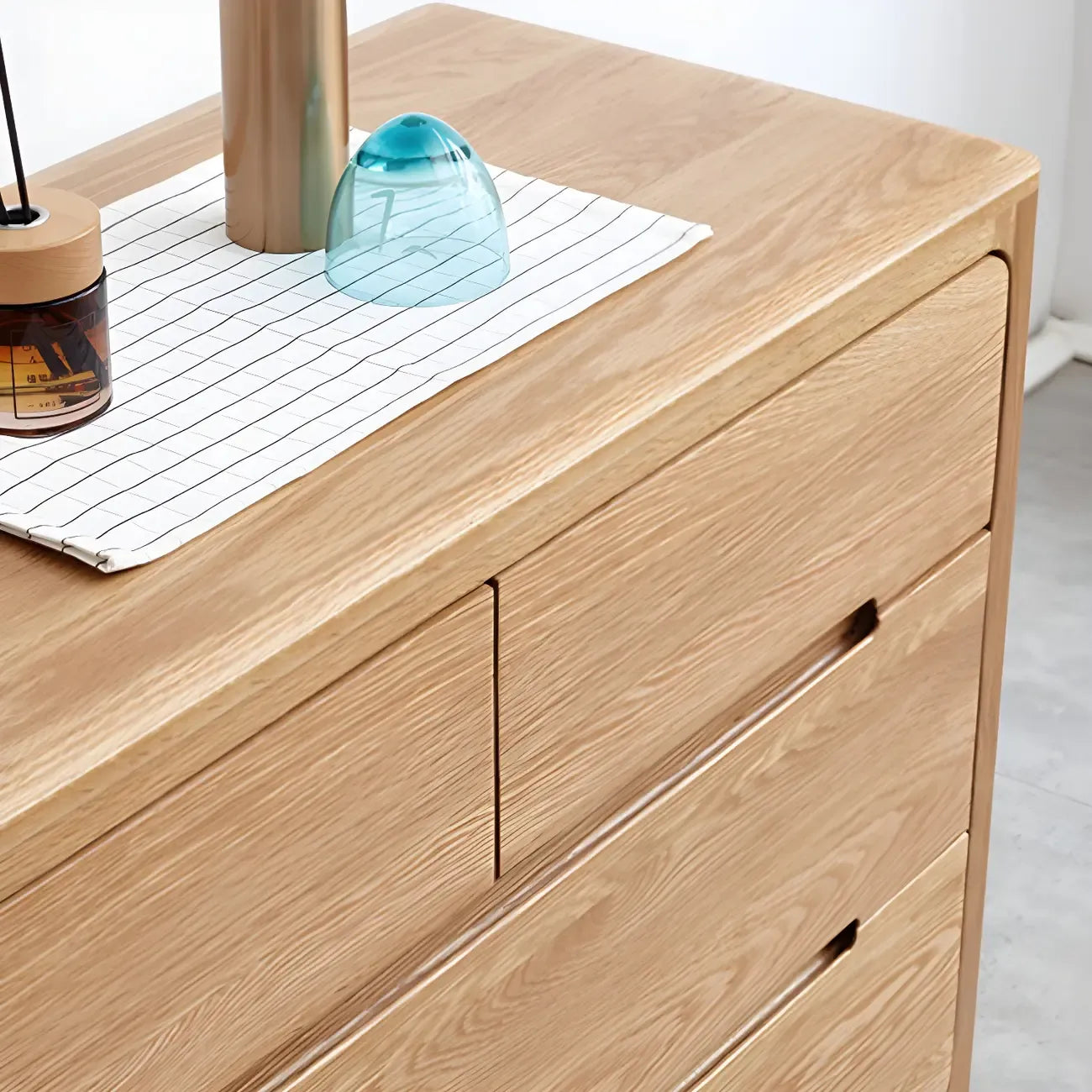 Commode double traditionnelle en bois de chêne naturel pour chambre à coucher