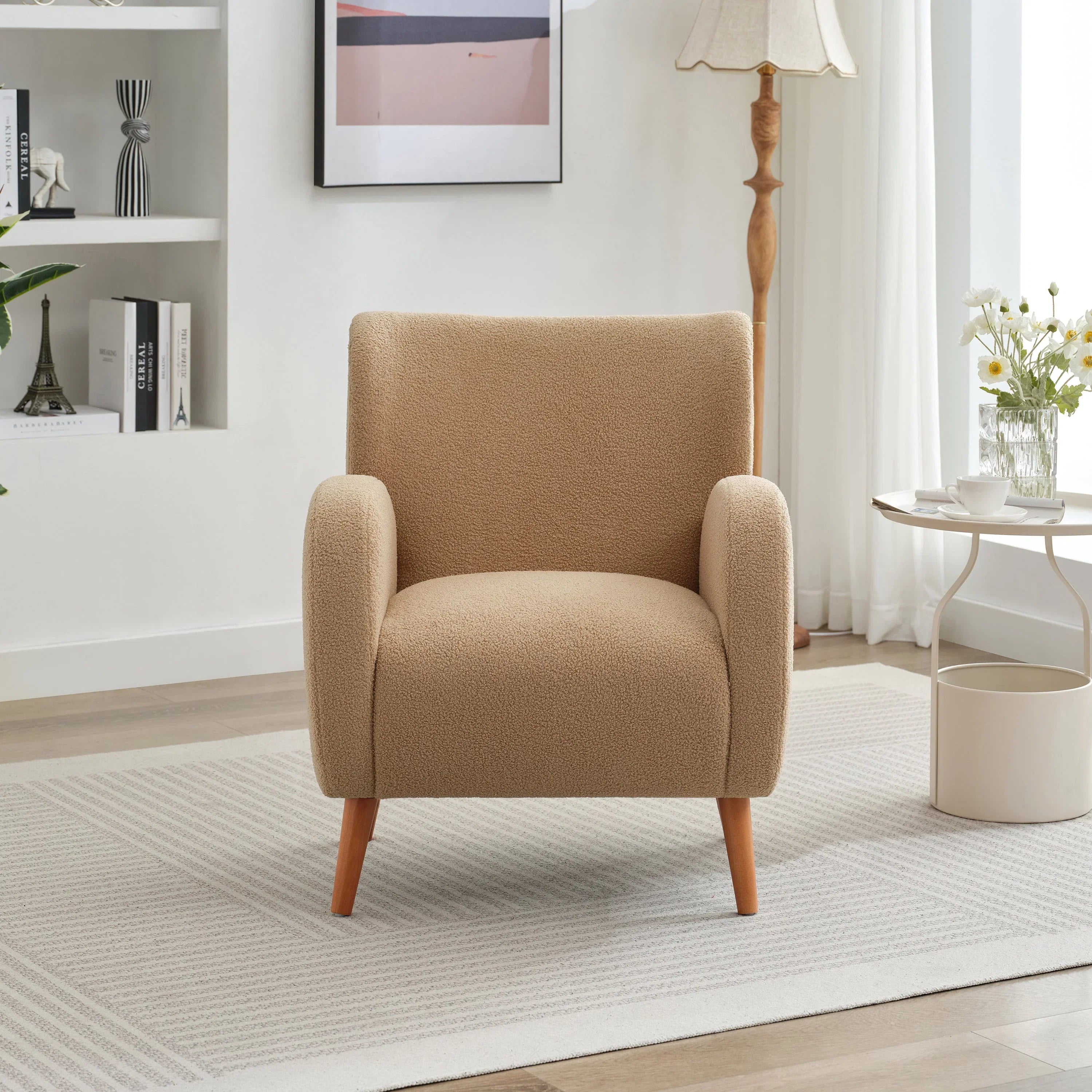 Fauteuil club capitonné moderne avec accoudoirs, canapé simple