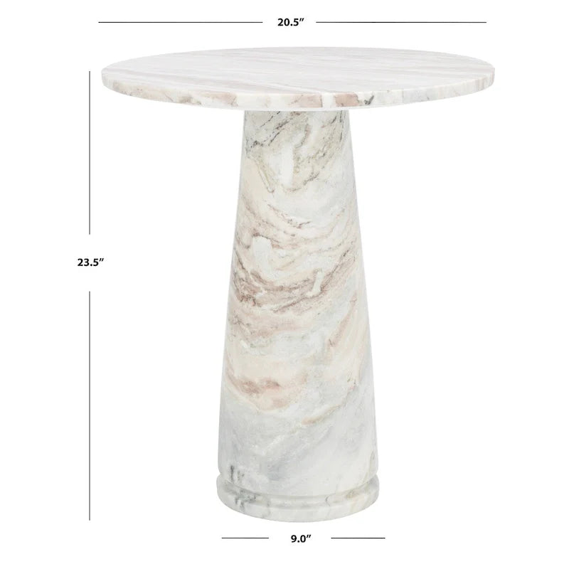 Table d'appoint ronde haute en marbre SAFAVIEH Couture Ghicu - 56 cm L x 53 cm P x 61 cm H - 21Wx21Dx24H