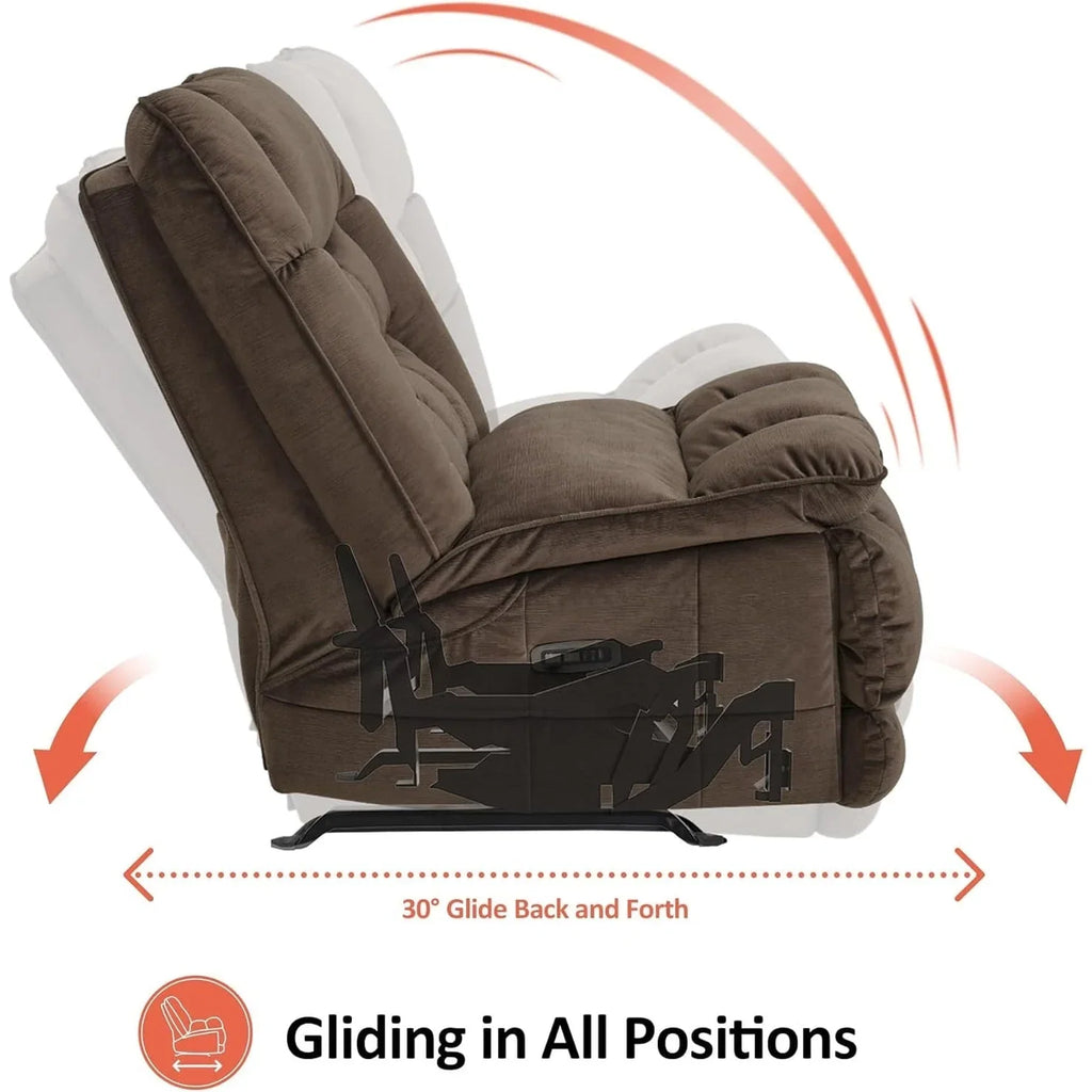 MCombo Fauteuil inclinable électrique sans accoudoirs surdimensionné à double moteur, inclinable Zeroarms parfait pour le salon en tissu PR607
