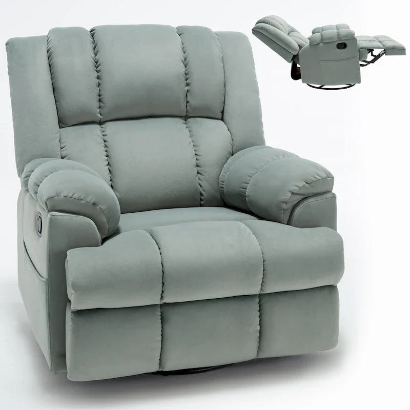 Fauteuil Inclinable Pivotant à Bascule Lazy Boy, Grand Fauteuil Inclinable Manuel Rembourré avec Accoudoirs et Dossier Capitonnés