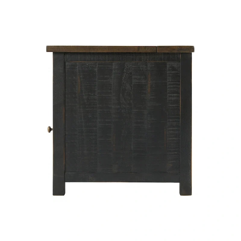 Table d'appoint de chevet Monterey en bois massif avec prises de courant cachées