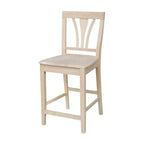 24" Fanback Counter Height Barstool Unfinished - International Concepts: Solid Parawood, Armless Design, 250lb Capacity