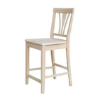 Tabouret de bar à hauteur de comptoir Fanback 24", bois d'hévéa massif non fini, sans accoudoirs, capacité 250 lb