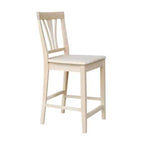 Tabouret de bar à hauteur de comptoir Fanback 24", bois d'hévéa massif non fini, sans accoudoirs, capacité 250 lb