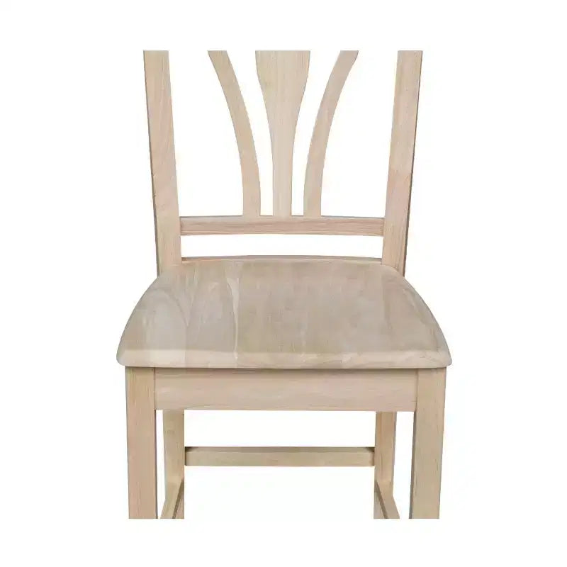 Tabouret de bar à hauteur de comptoir Fanback 24", bois d'hévéa massif non fini, sans accoudoirs, capacité 250 lb