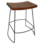 Carolina Living Set of 2 24" Portia Saddle Seat Counter Height Barstools Metal/Chestnut: Mango Wood, Dry Dust Care, No Back