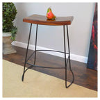 Lot de 2 tabourets de bar à hauteur de comptoir, 61 cm, en métal et bois de manguier, sans dossier, couleur châtaigne