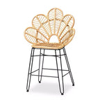 Garan Rattan and Metal Counter Height Barstool Natural/Black - bali & pari: Bohemian Style, 24.5" Seat Height