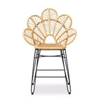 Tabouret de bar hauteur comptoir en rotin et métal Naturel/Noir - Style bohème, Hauteur d'assise 62 cm