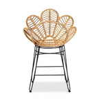 Tabouret de bar hauteur comptoir en rotin et métal Naturel/Noir - Style bohème, Hauteur d'assise 62 cm