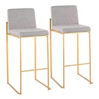 Set of 2 FujiHB Polyester/Steel Barstools Gold/Gray - LumiSource: High Back, Padded, Contemporary Design