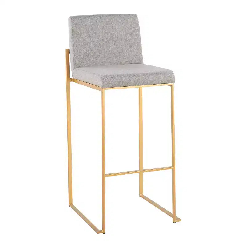 Lot de 2 tabourets de bar hauts rembourrés Or/Gris
