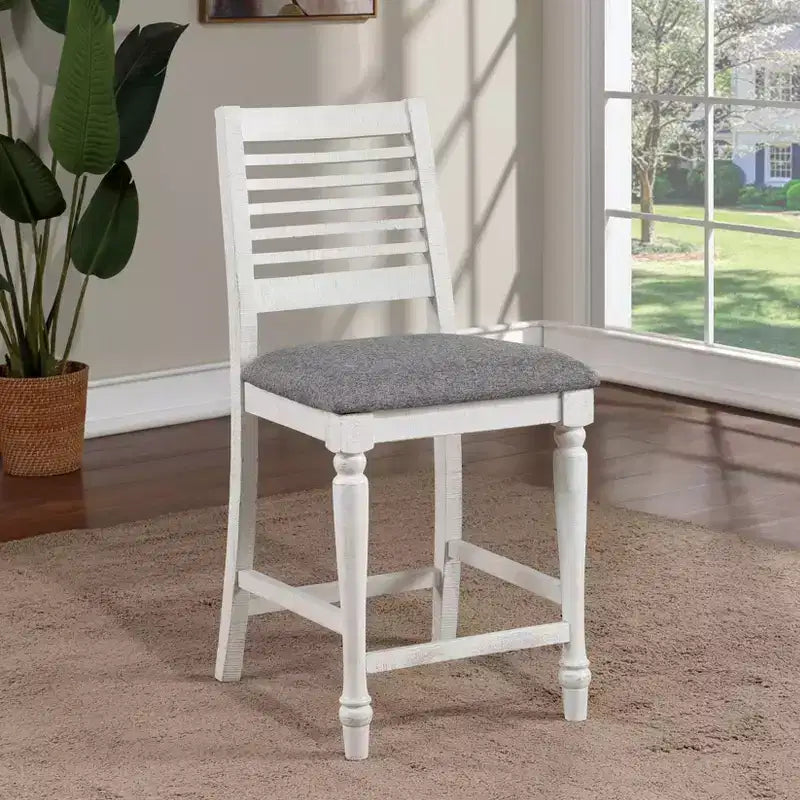 Ensemble de 2 tabourets de bar hauteur comptoir style fermette avec sièges rembourrés