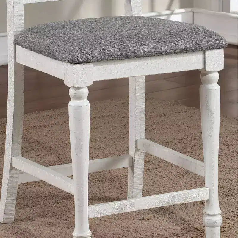 Ensemble de 2 tabourets de bar hauteur comptoir style fermette avec sièges rembourrés