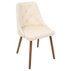 Giovanni Mid Century Modern Dining Chair Cream - Lumisource: Upholstered, Walnut Finish, Faux Leather