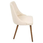 Chaise de salle à manger moderne du milieu du siècle Crème - Rembourrée, finition noyer, similicuir