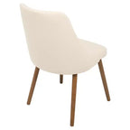 Chaise de salle à manger moderne du milieu du siècle Crème - Rembourrée, finition noyer, similicuir