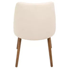 Chaise de salle à manger moderne du milieu du siècle Crème - Rembourrée, finition noyer, similicuir