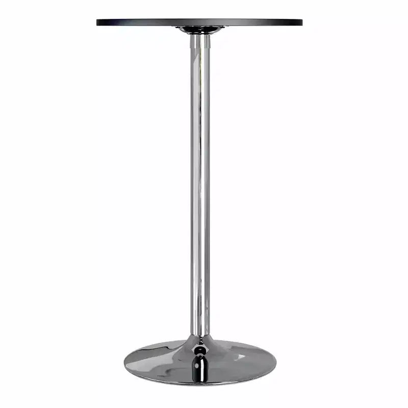 Table de pub ronde de 60 cm de hauteur bar avec pieds en métal chromé noir