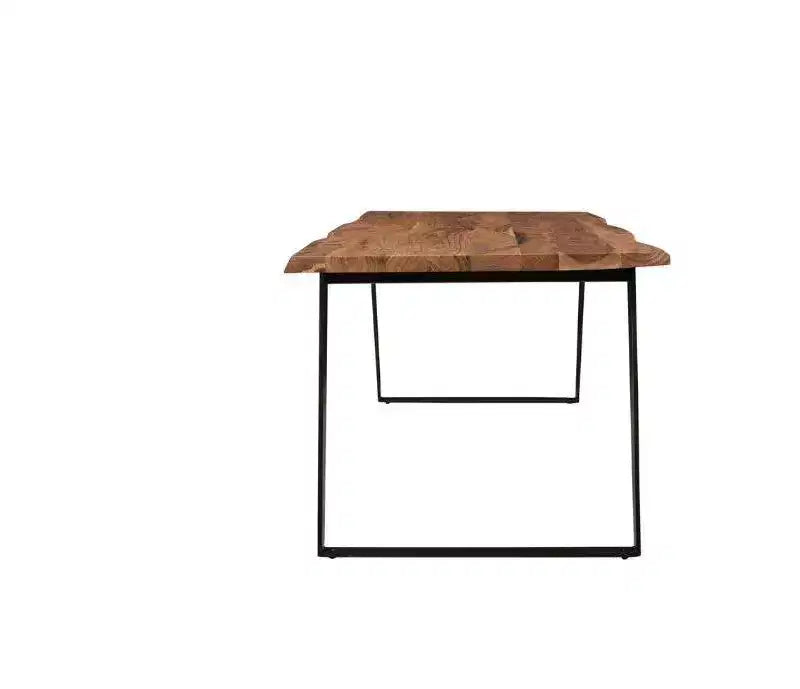 Table à manger en bois massif Live Edge 203 cm marron