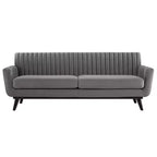 Engage Channel Tufted Performance Velvet Sofa Gray - Modway: Upholstered, Wood Frame, Foam Fill