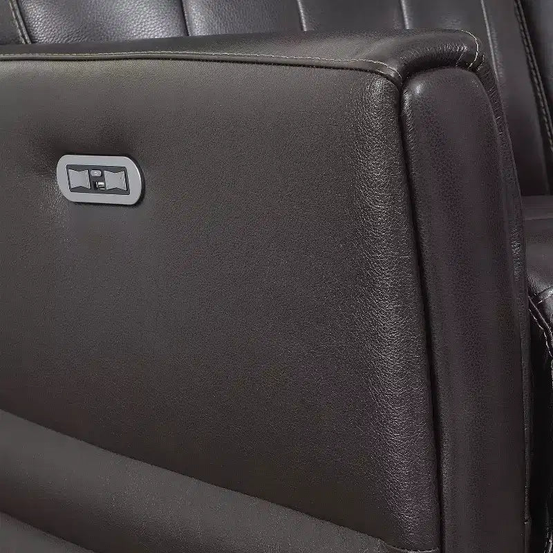 Fauteuil Inclinable Électrique Marron : Accent Contemporain avec Port USB, Mousse Haute Densité, Fini Lustré, Rembourré