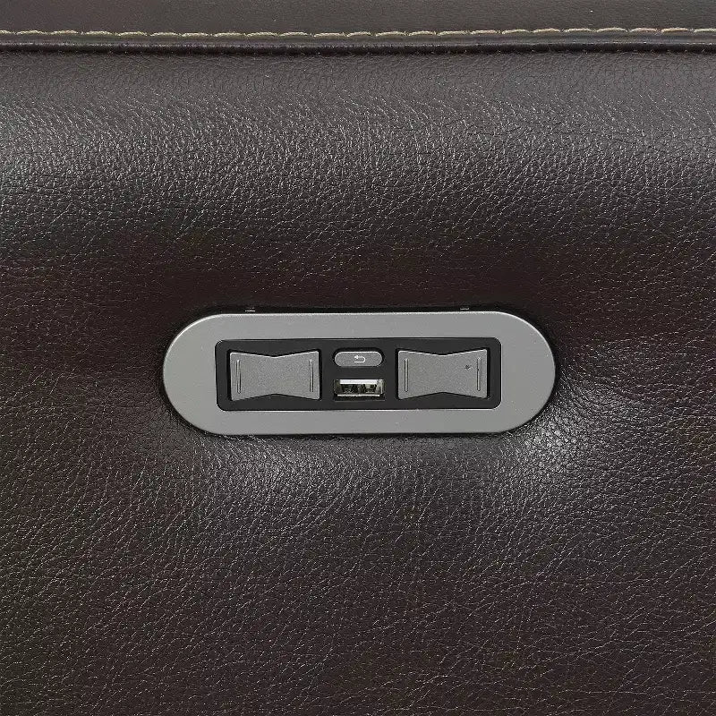 Fauteuil Inclinable Électrique Marron : Accent Contemporain avec Port USB, Mousse Haute Densité, Fini Lustré, Rembourré