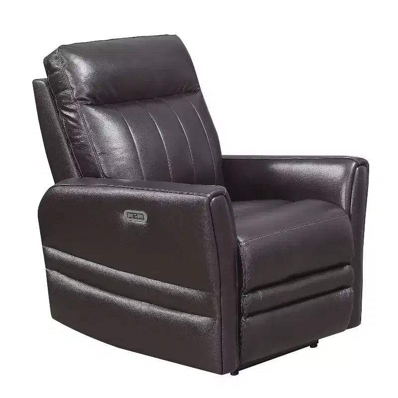 Fauteuil Inclinable Électrique Marron : Accent Contemporain avec Port USB, Mousse Haute Densité, Fini Lustré, Rembourré