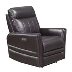 Fauteuil Inclinable Électrique Marron : Accent Contemporain avec Port USB, Mousse Haute Densité, Fini Lustré, Rembourré