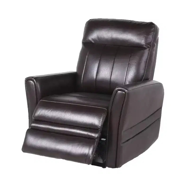 Fauteuil Inclinable Électrique Marron : Accent Contemporain avec Port USB, Mousse Haute Densité, Fini Lustré, Rembourré