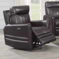 Fauteuil Inclinable Électrique Marron : Accent Contemporain avec Port USB, Mousse Haute Densité, Fini Lustré, Rembourré