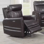 Fauteuil Inclinable Électrique Marron : Accent Contemporain avec Port USB, Mousse Haute Densité, Fini Lustré, Rembourré