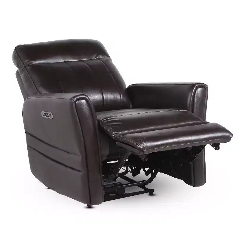 Fauteuil Inclinable Électrique Marron : Accent Contemporain avec Port USB, Mousse Haute Densité, Fini Lustré, Rembourré