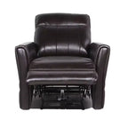 Fauteuil Inclinable Électrique Marron : Accent Contemporain avec Port USB, Mousse Haute Densité, Fini Lustré, Rembourré