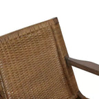 Fauteuil d'appoint dossier en rotin naturel, cadre en acajou