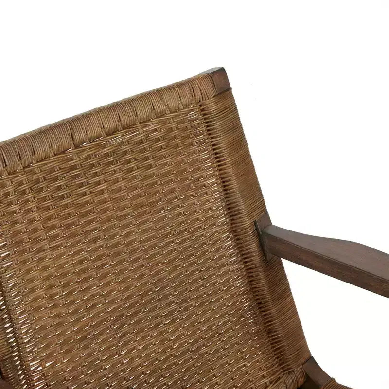 Fauteuil d'appoint dossier en rotin naturel, cadre en acajou