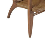 Fauteuil d'appoint dossier en rotin naturel, cadre en acajou