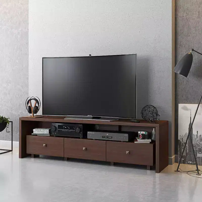 Meuble TV pour téléviseurs jusqu'à 70" Marron - Hickory : Console moderne avec rangement, finition mate