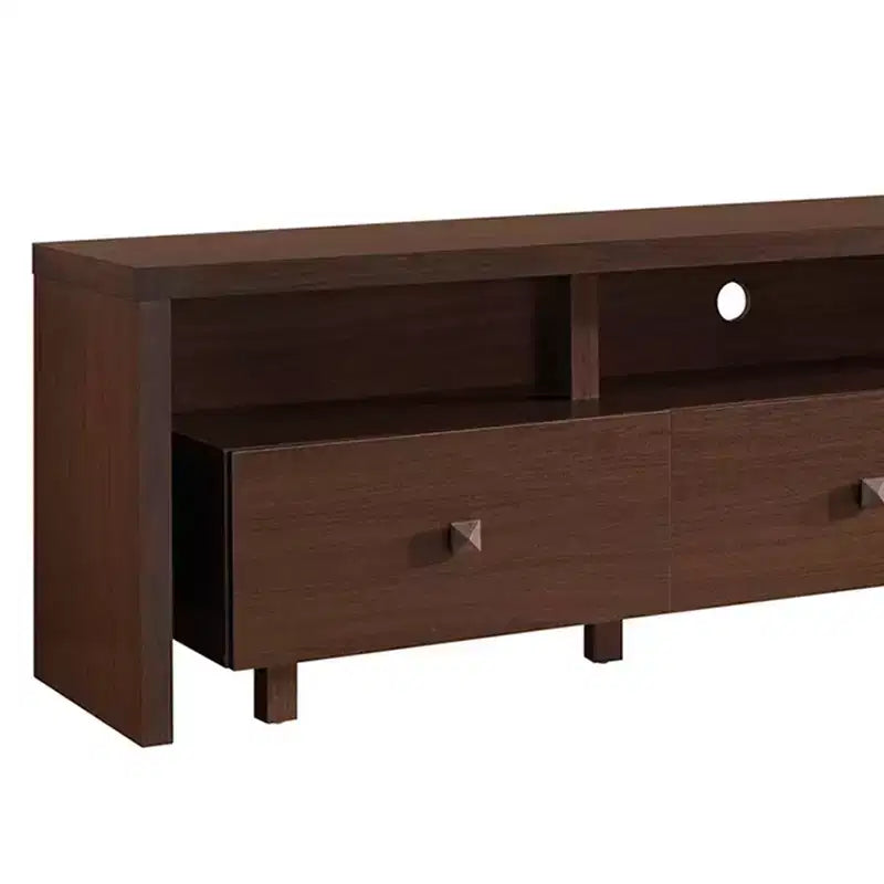 Meuble TV pour téléviseurs jusqu'à 70" Marron - Hickory : Console moderne avec rangement, finition mate
