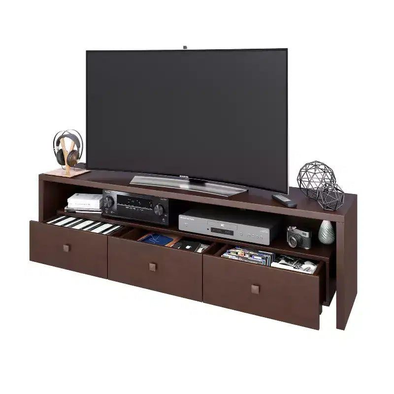 Meuble TV pour téléviseurs jusqu'à 70" Marron - Hickory : Console moderne avec rangement, finition mate