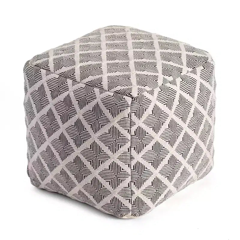 Pouf Géométrique Carré Noir/Ivoire