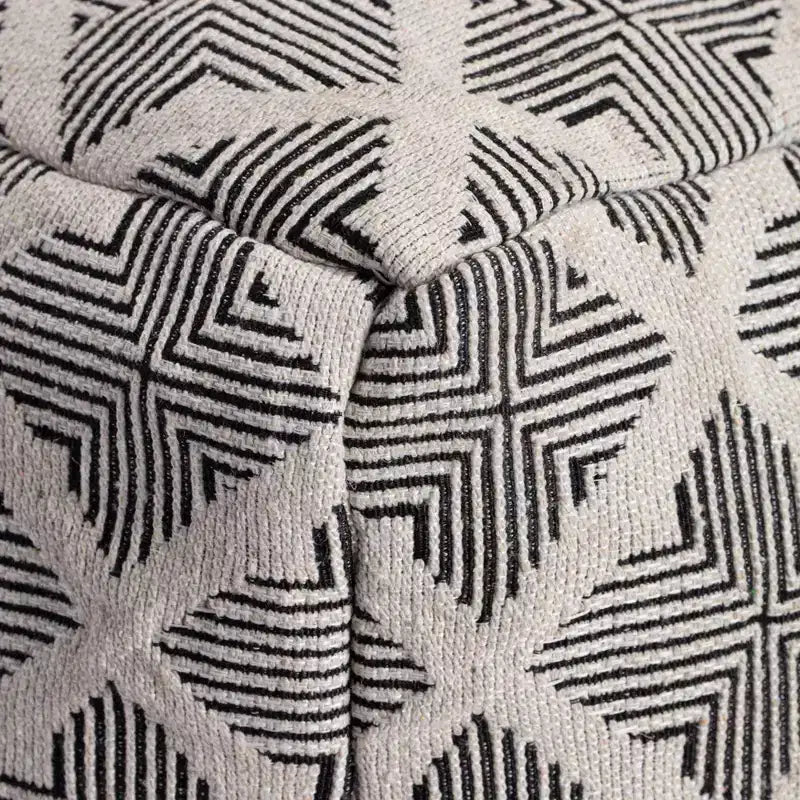 Pouf Géométrique Carré Noir/Ivoire