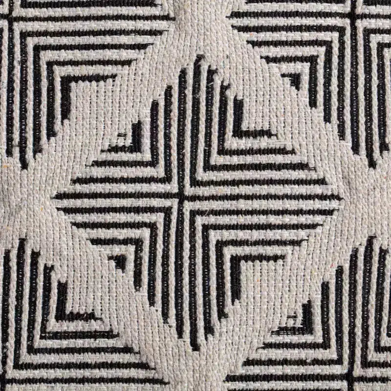 Pouf Géométrique Carré Noir/Ivoire