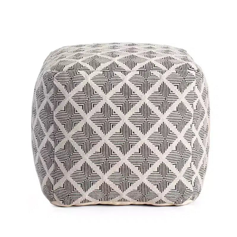 Pouf Géométrique Carré Noir/Ivoire