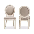 Set of 2 Louis Fabric Upholstered Dining Chairs with Nailhead Trim - Baxton Studio
